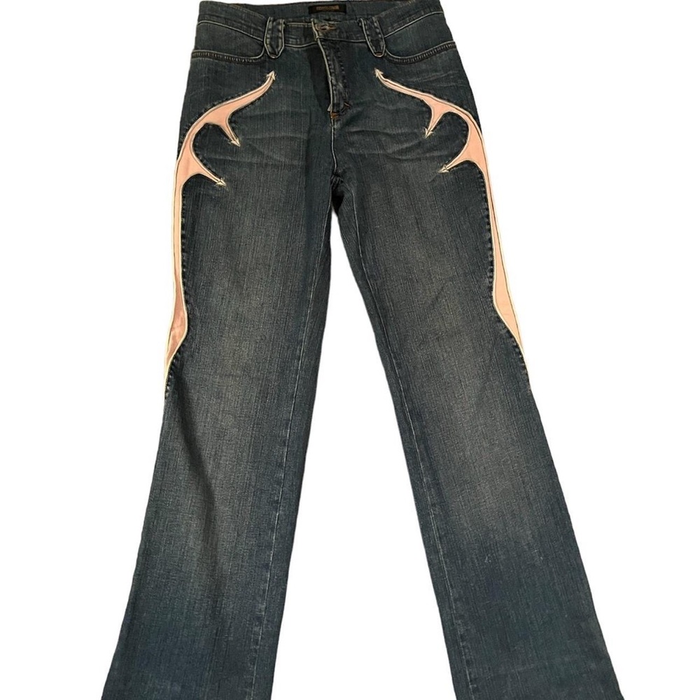 Roberto Cavalli Embroidered Pink Jeans